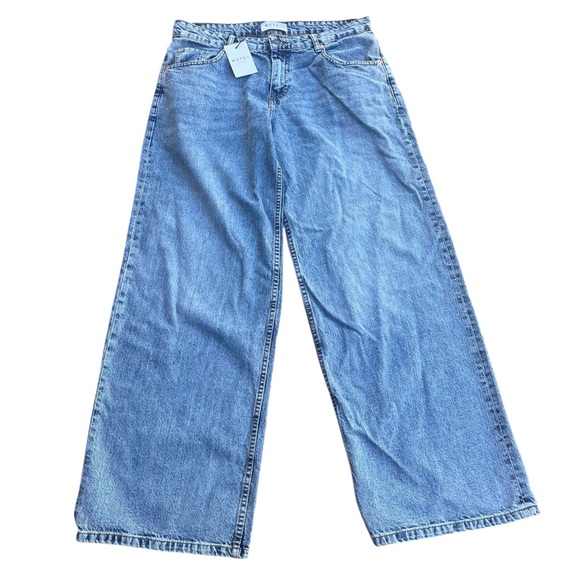 Motel Denim Roomy Extra Wide Low Rise Jeans In Vintage Blue Wash Size 32x34 - Picture 2 of 7